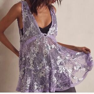 Free People Intimately Shimmer Stunner Purple Lavender/Lilac Sequin Slip Dress